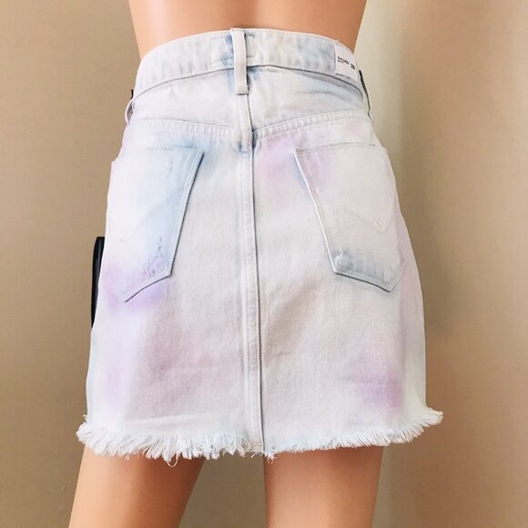 NWT Hudson Women's The Viper Tie Dye Blue Cotton Denim Mini Skirt Size 29 $195 - Picture 12 of 12